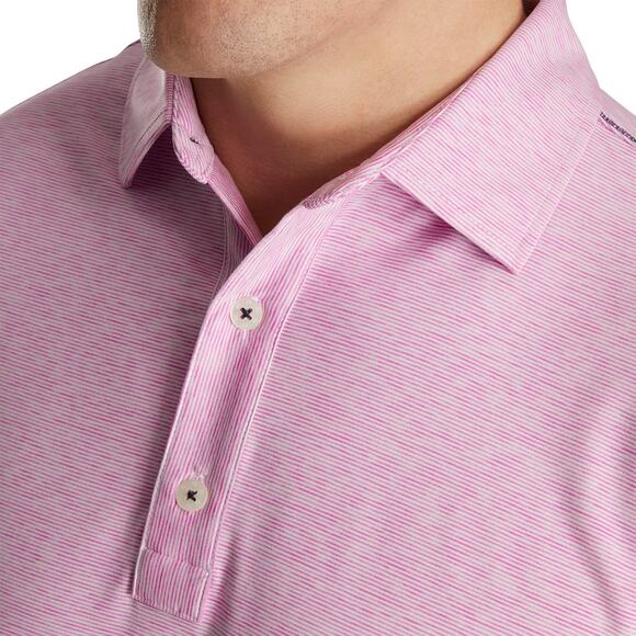 FootJoy Lisle Space Dye Microstripe Polo Shirt Men 2XL XXL Pink Club Logo - Picture 1 of 13